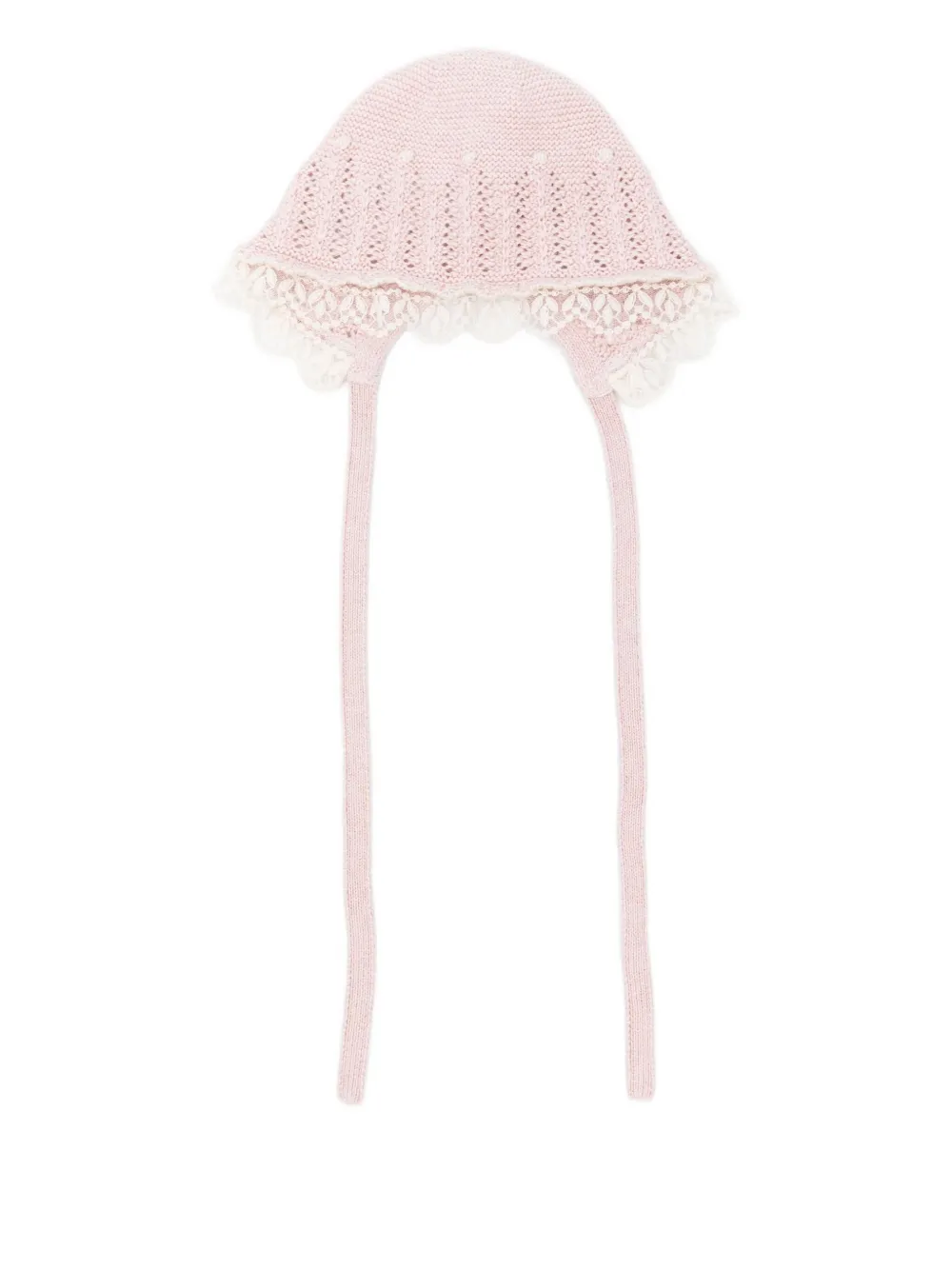 Paz Rodriguez Knitted Lace-trimmed Hat In Multi