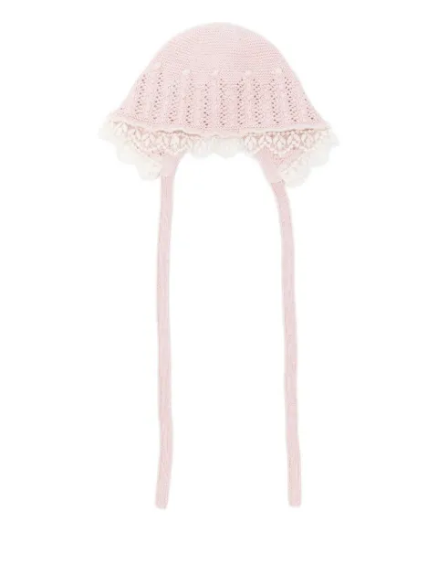 Paz Rodriguez knitted lace-trimmed hat