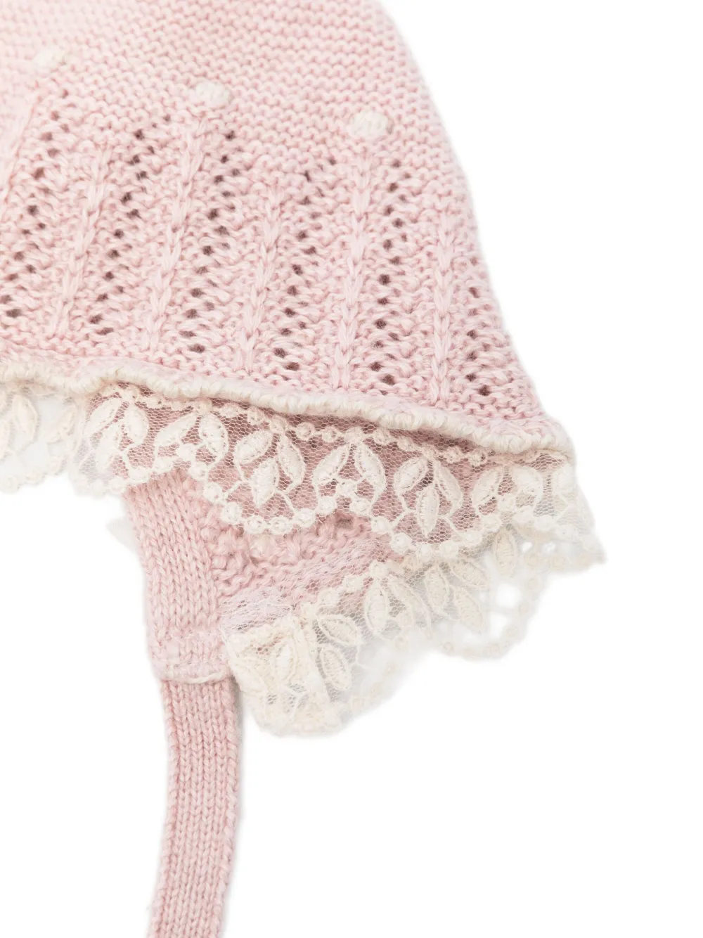 Paz Rodriguez Knitted Lace-trimmed Hat In Multi