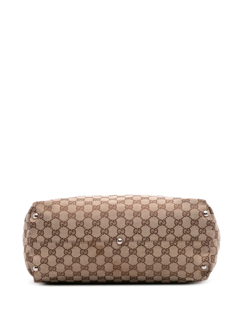 Pre-owned Gucci 2016-2025 Gg Canvas Icon Bit Tote Bag In Brown