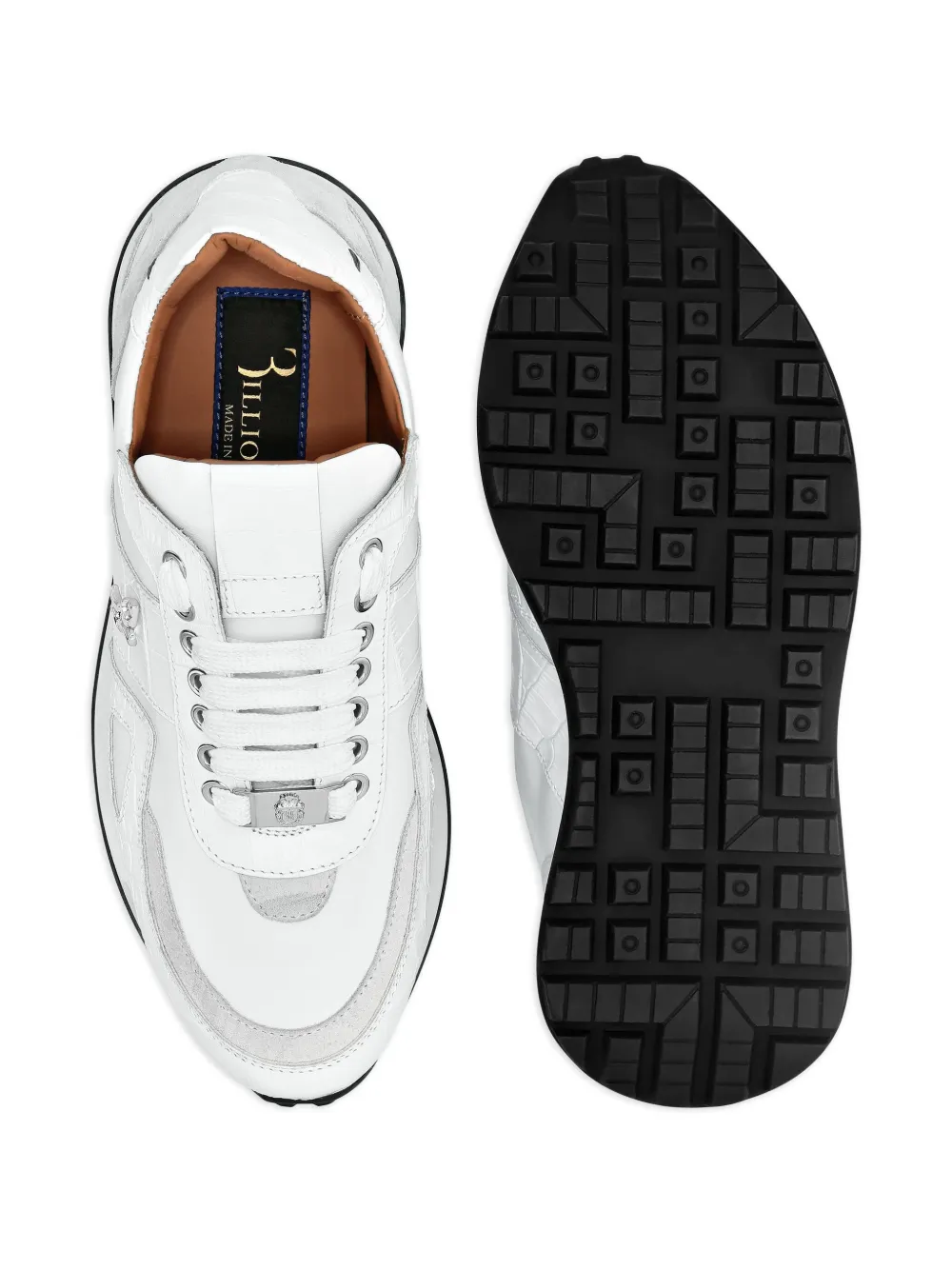 Billionaire Leren sneakers met vlakken Wit