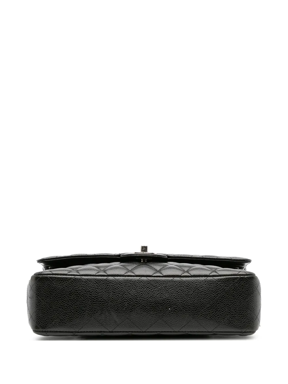 Pre-owned Chanel 2017-2018 Medium Classic Caviar Double Flap Shoulder Bag In Black