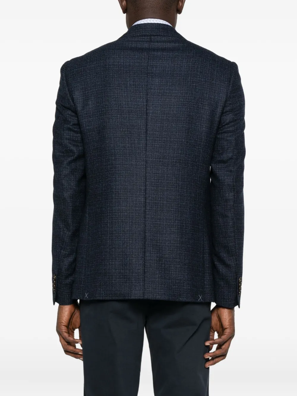 Sand Textured Single-breasted Wool Blazer In Blue
