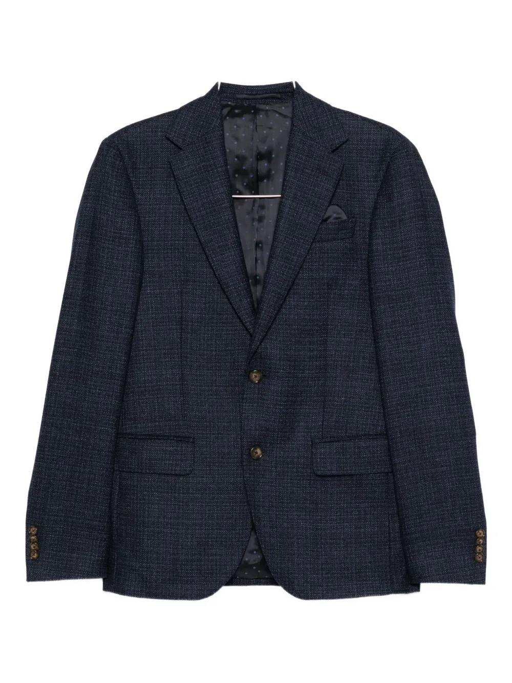 Sand textured single-breasted wool blazer | Blue | Image 1