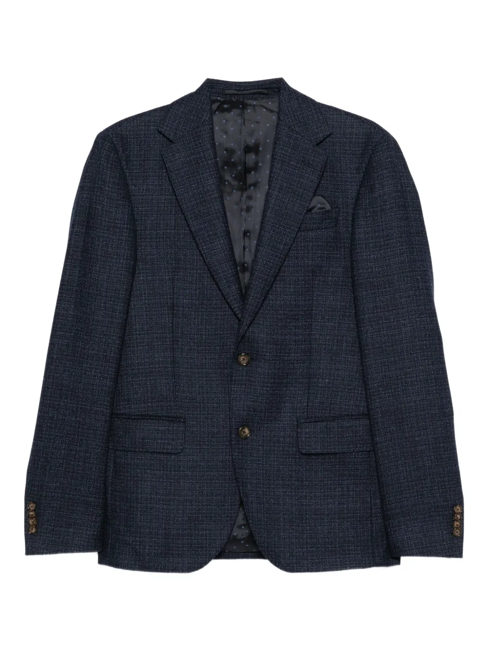 Sand textured single-breasted wool blazer | Blue | Image 1