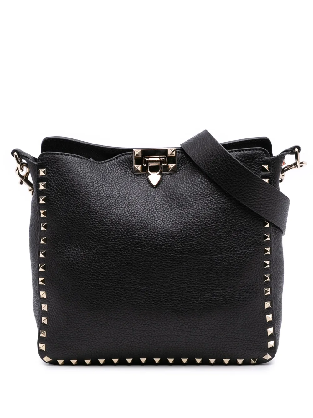 Valentino Garavani Pre-Owned bandolera Rockstud pequeña de piel de becerro granulada con cierre giratorio 2000-2017 | negro | Image 1