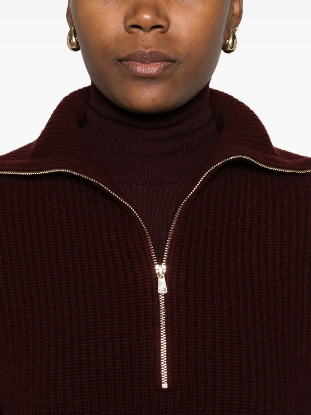 Max Mara Zip Nadar Sweater In Red
