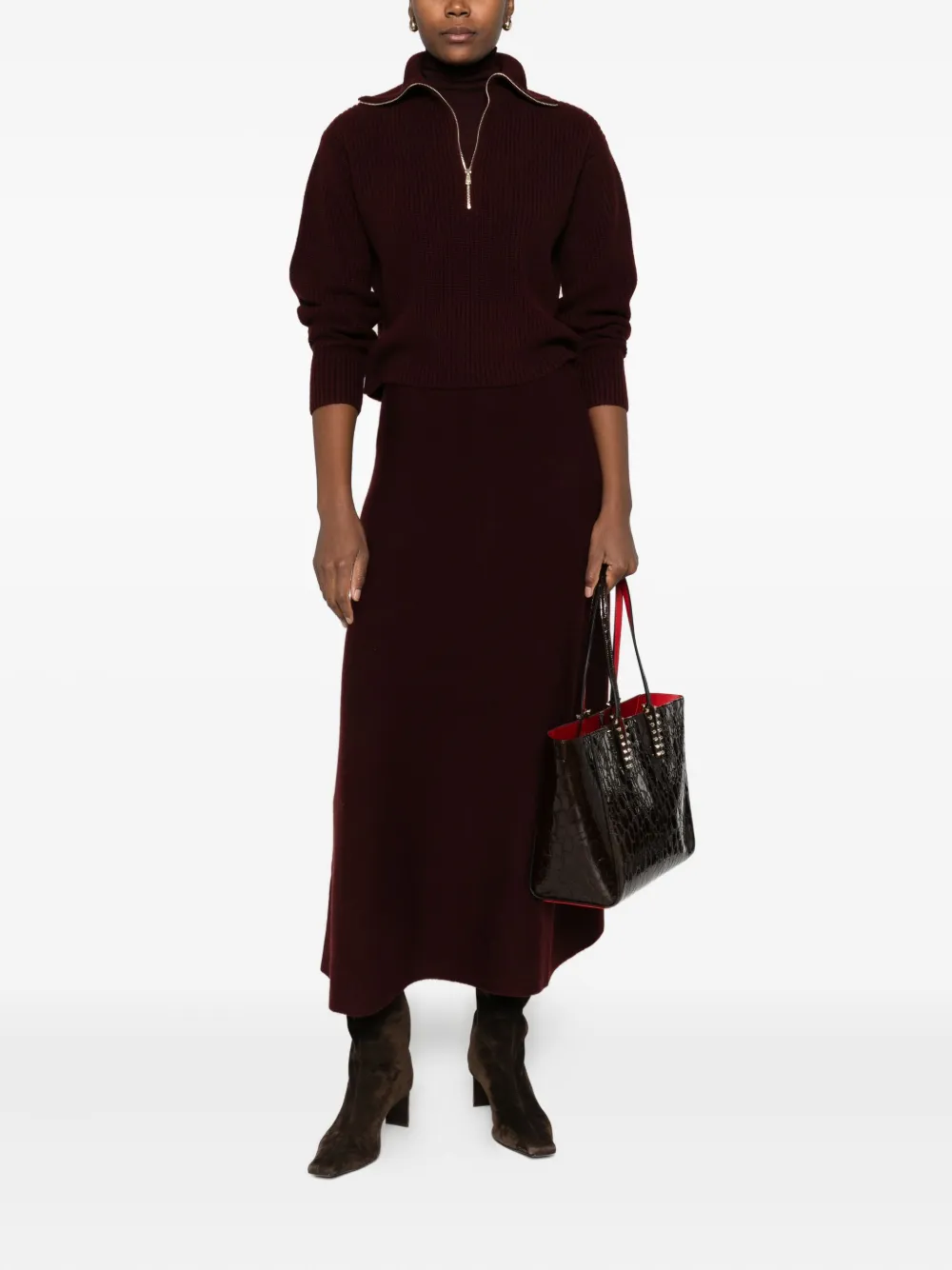 Max Mara Zip Nadar Sweater In Red