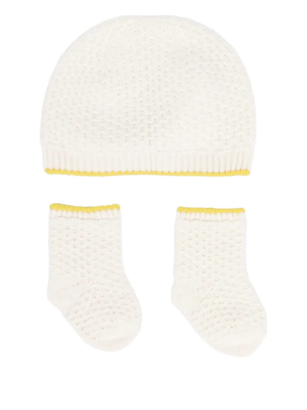 Gensami kids Gebreide muts set met textuur - Wit