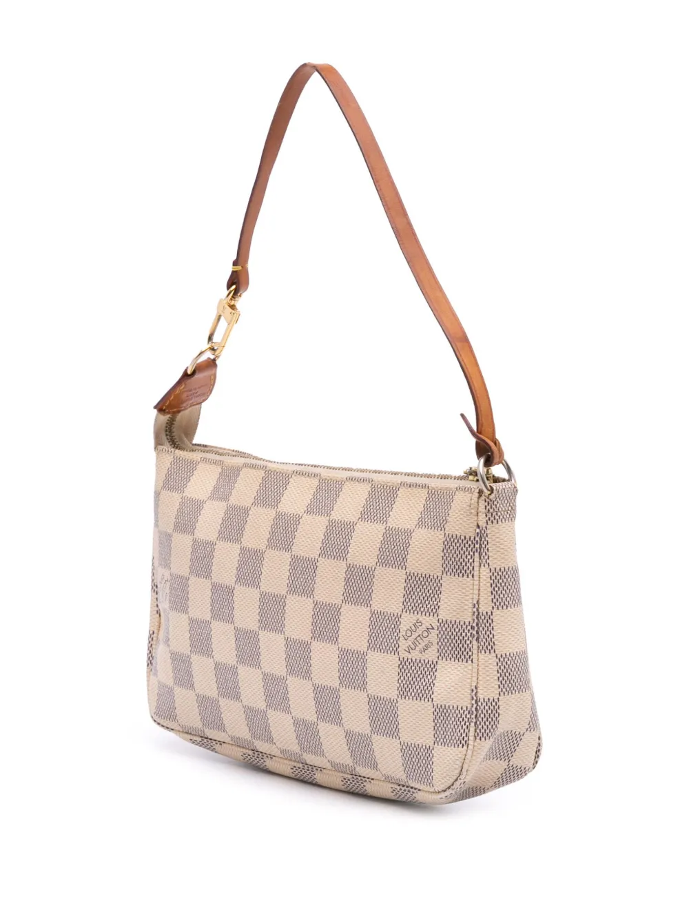 Pre-owned Louis Vuitton 2012 Damier Azur Pochette Accessoires Shoulder Bag In White
