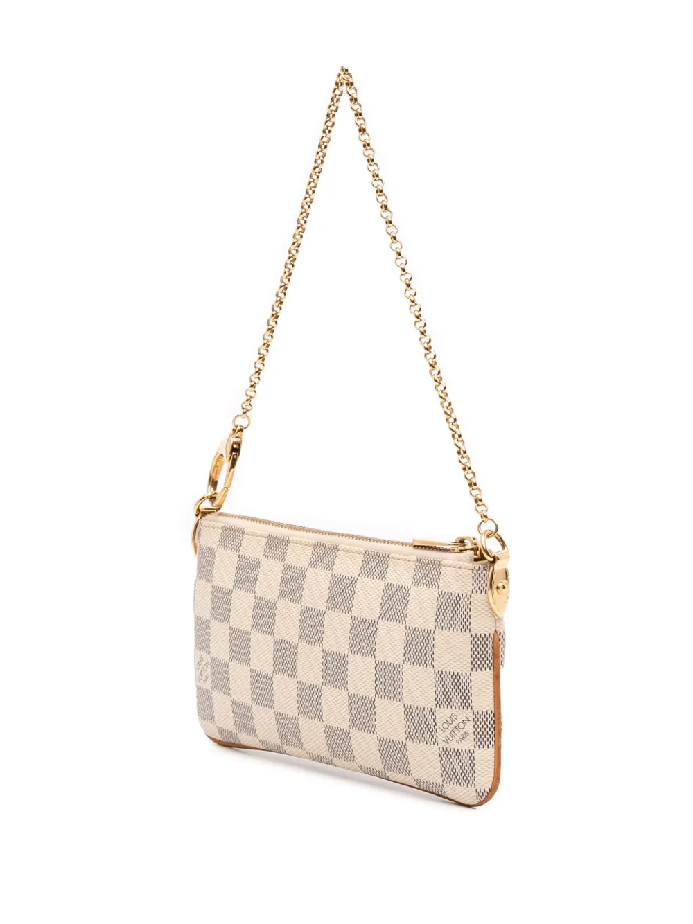 Pre-owned Louis Vuitton 2011 Damier Azur Pochette Milla Mm Handbag In White