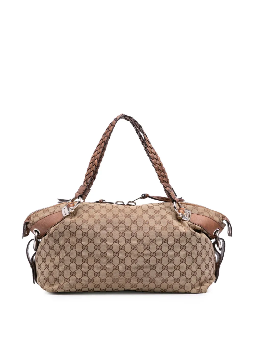 Gucci Pre-Owned 2016-2025 ミディアム GGキャンバス バンブー バー ハンドバッグ - ブラウン Gucci Pre-Owned 2016-2025 ミディアム GGキャンバス バンブー バー ハンドバッグ - ブラウン