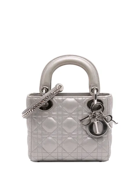 Christian Dior Pre-Owned 2015 Mini Iridescent Lambskin Cannage Lady Dior satchel