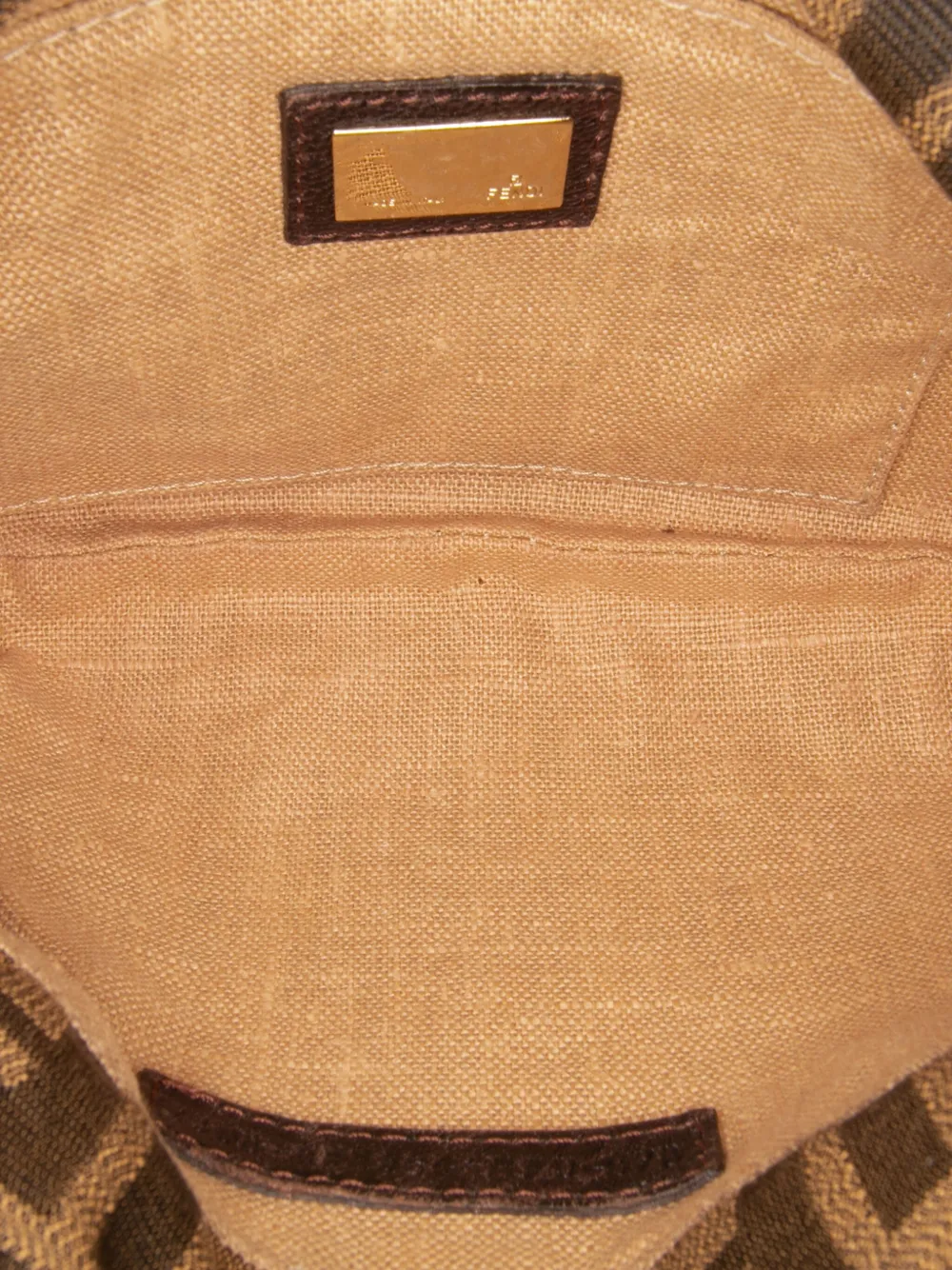 Pre-owned Fendi 2000-2010 Zucca Canvas Spy Pochette Hobo Bag In Brown