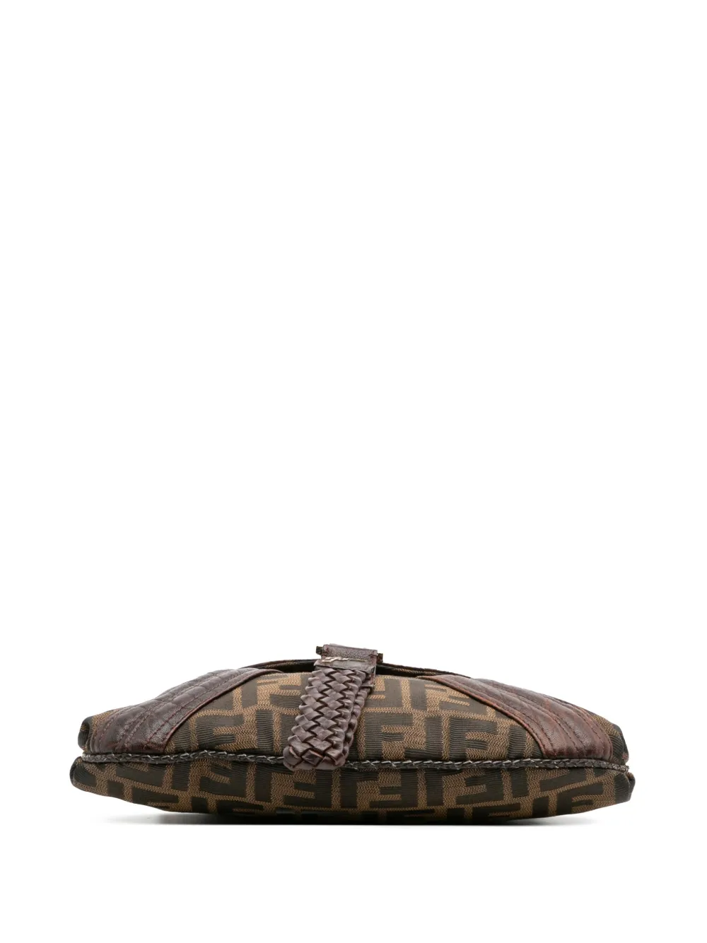 Pre-owned Fendi 2000-2010 Zucca Canvas Spy Pochette Hobo Bag In Brown