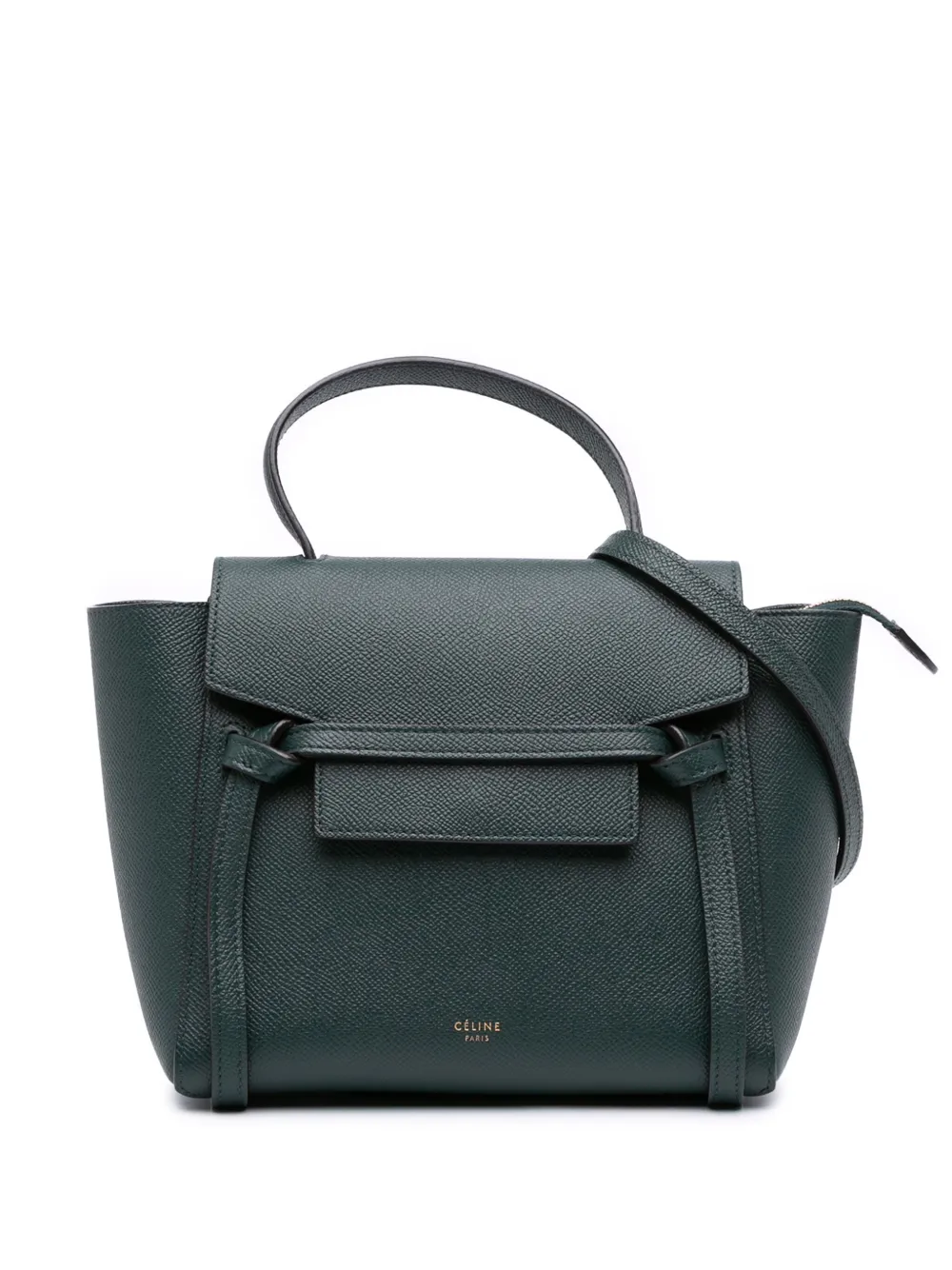 Celine Pre-Owned 2018 ナノ グレインカーフスキン ベルトバッグ サッチェル - グリーン Celine Pre-Owned 2018 ナノ グレインカーフスキン ベルトバッグ サッチェル - グリーン