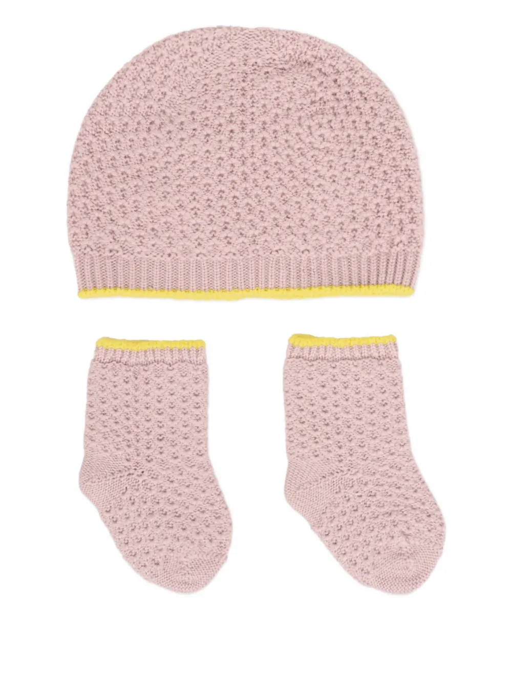 Gensami kids Gebreide muts set met textuur - Roze