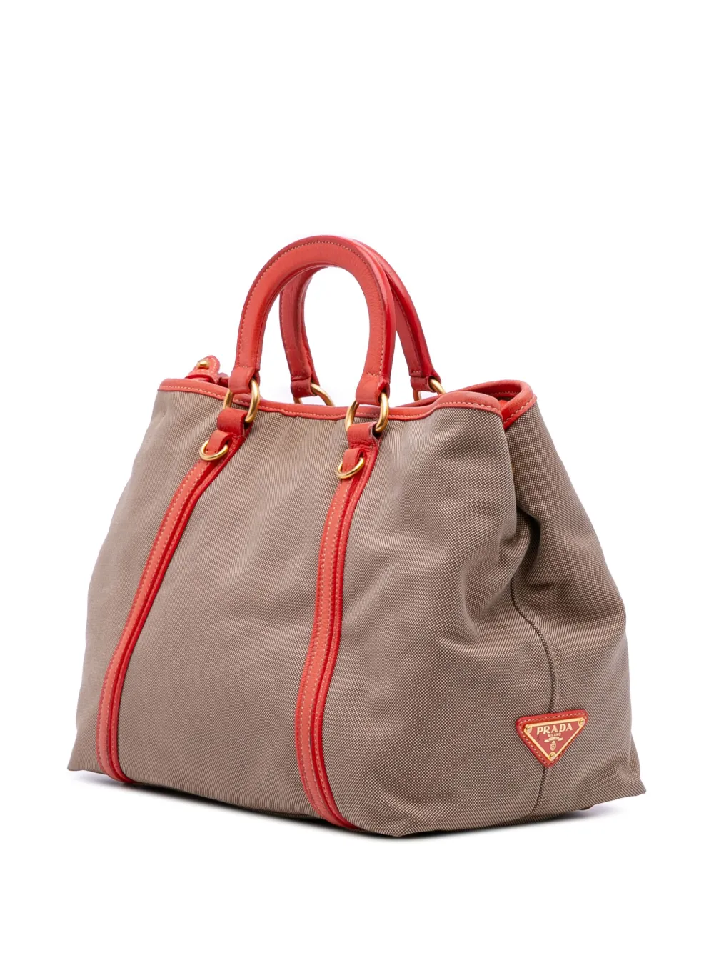 Pre-owned Prada 2013-2025 Canvas Canapa Logo Bow Satchel In Brown