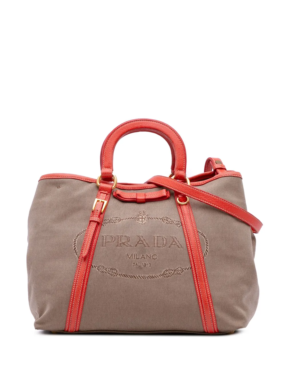 Prada Pre-Owned 2013-2025 Canvas Canapa Logo Bow satchel | Brown | Image 1