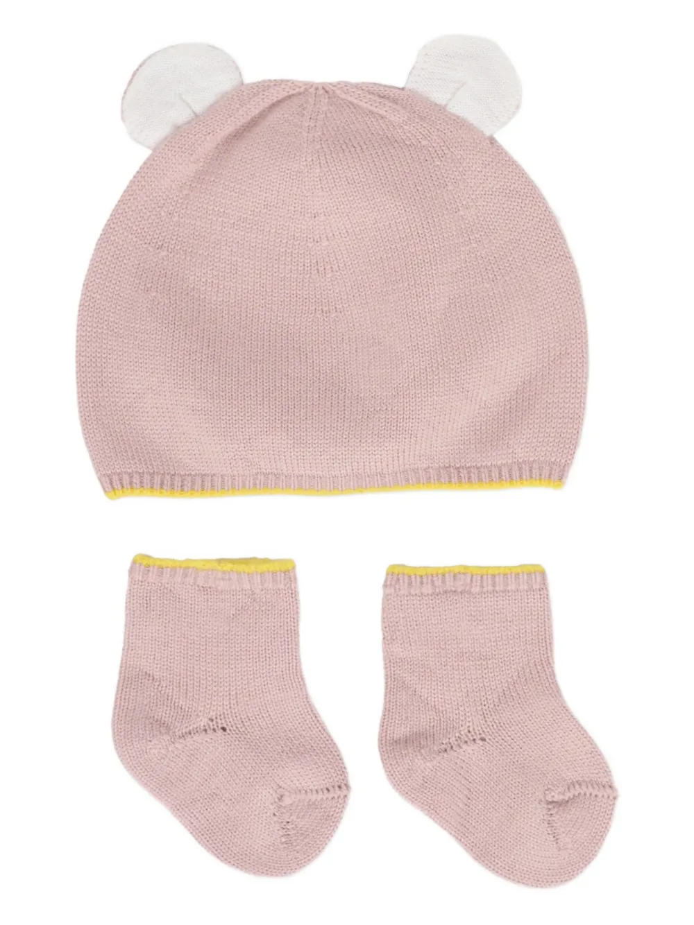 Gensami Bear-ear Wool Hat Sock Set In Pink