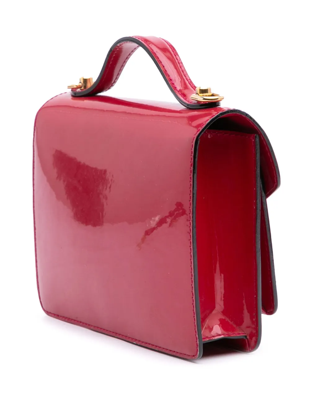 Pre-owned Louis Vuitton 2013 Monogram Vernis Monceau Bb Satchel In Red
