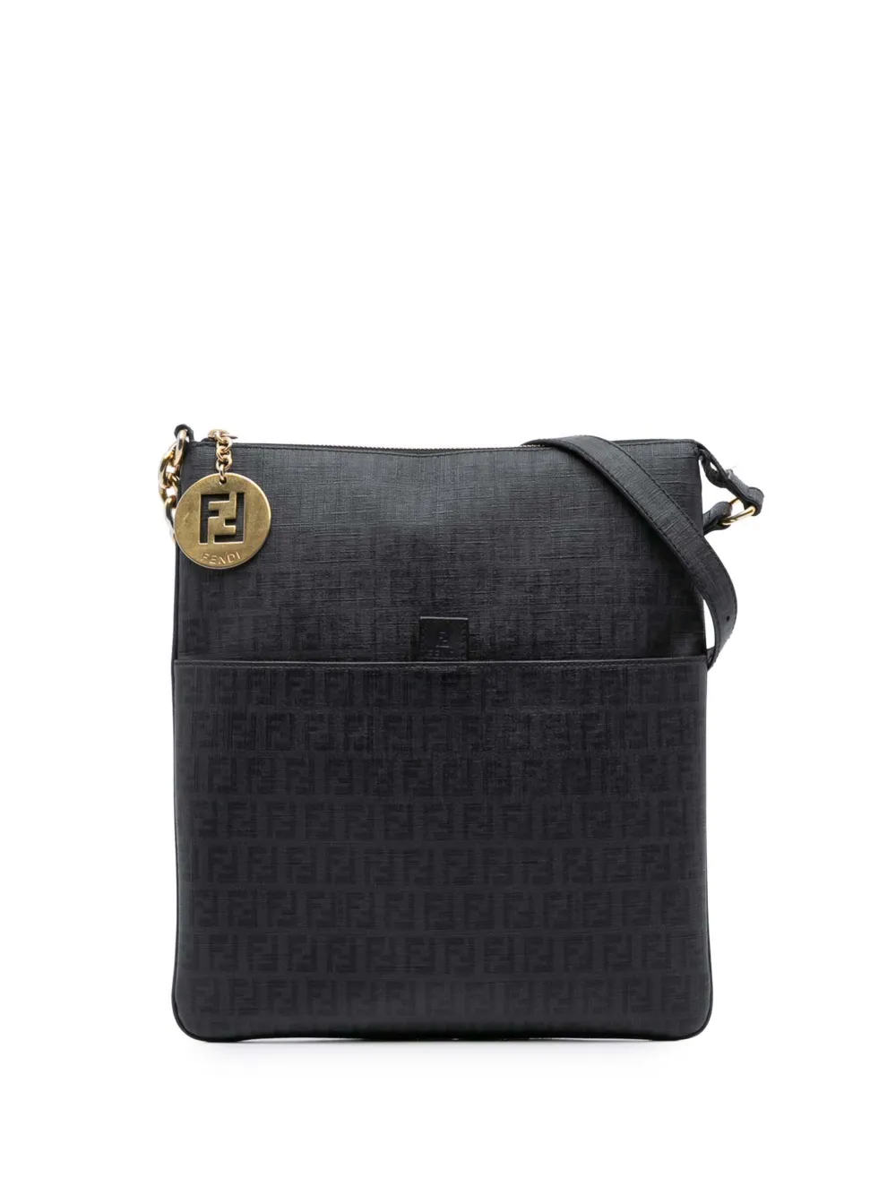 Fendi Pre-Owned 2000-2010 Zucchino Coated Canvas Charm Zip crossbody bag | Black | Image 1