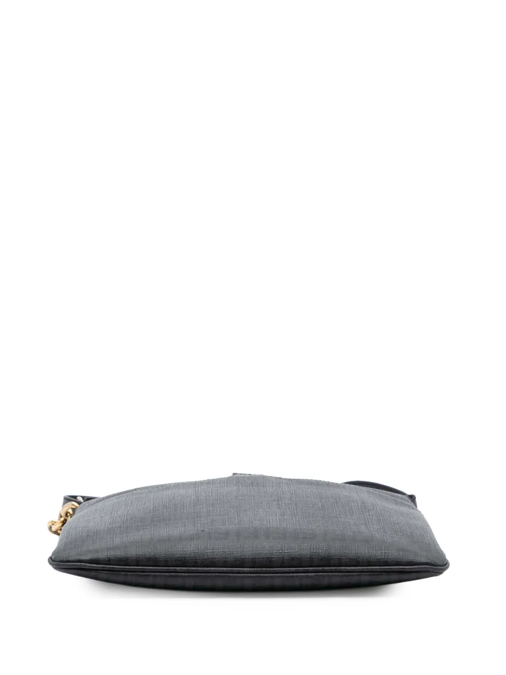 Pre-owned Fendi 2000-2010 Zucchino Coated Canvas Charm Zip Crossbody Bag In Black