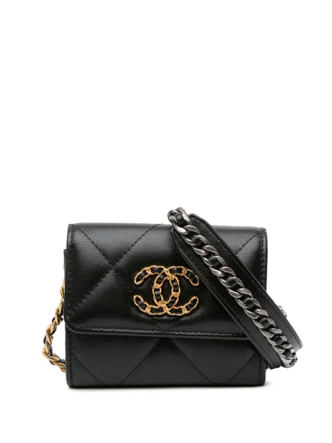 CHANEL Pre-Owned 2020 Lambskin 19 Flap Coin Purse With Chain crossbody bag