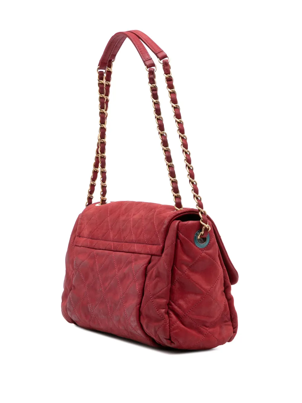 Pre-owned Chanel 2012-2013 Large Aged Calfskin Chic Quilt Flap Shoulder Bag In Red
