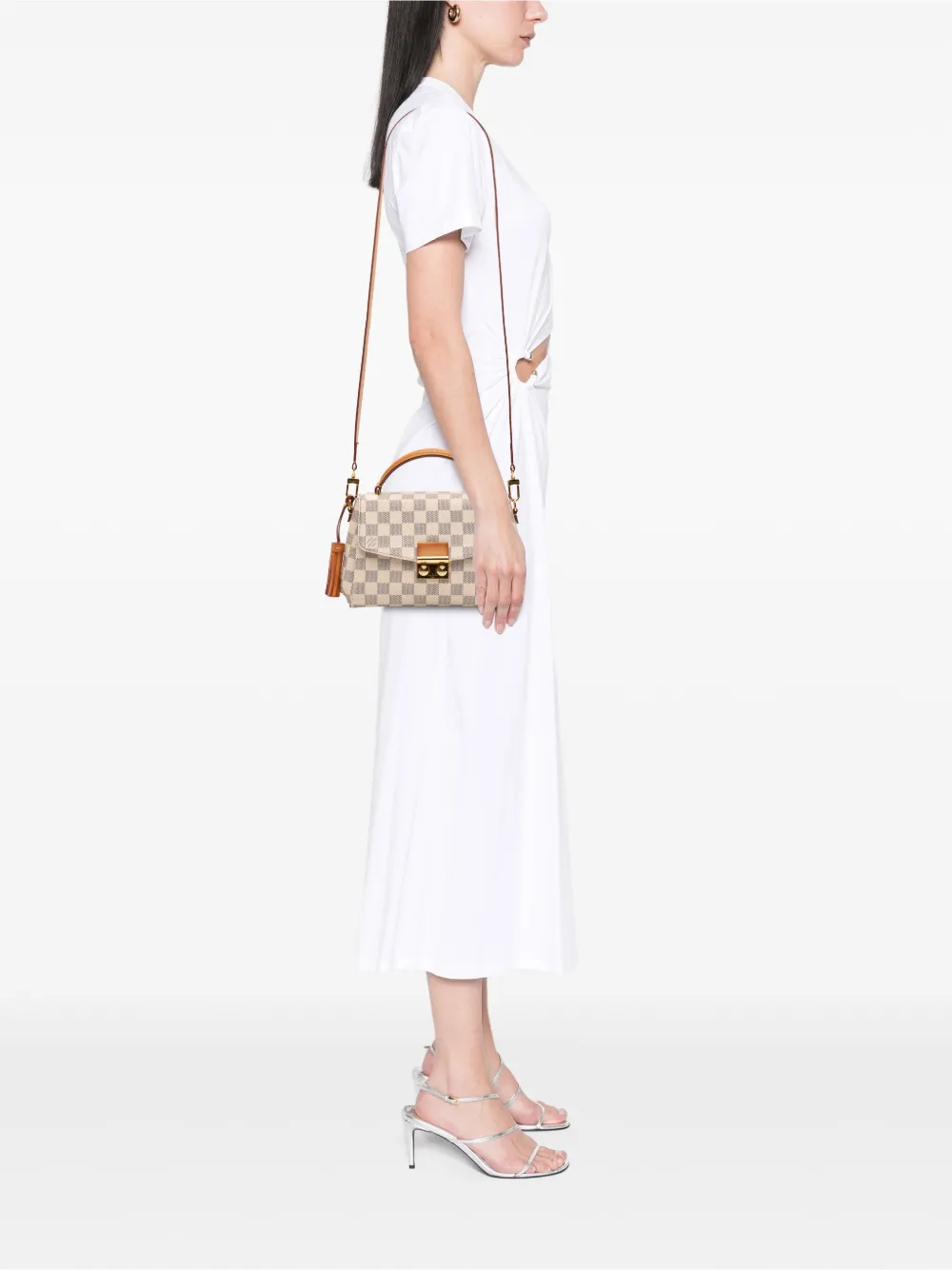 Pre-owned Louis Vuitton 2016 Damier Azur Croisette Satchel In White