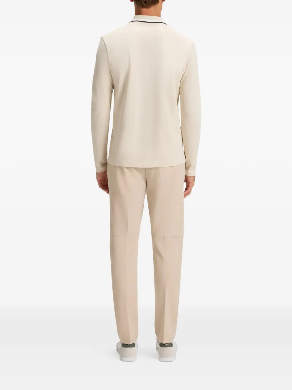 BOSS striped-collar polo shirt - Beige