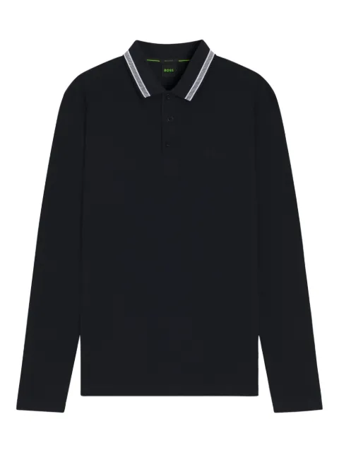 BOSS striped-collar polo shirt