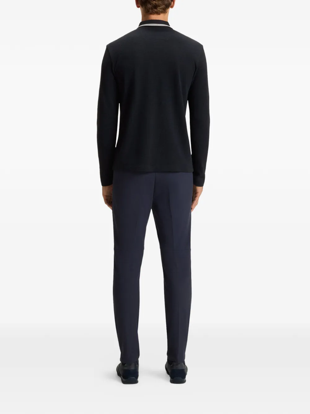 BOSS striped-collar polo shirt - Blauw