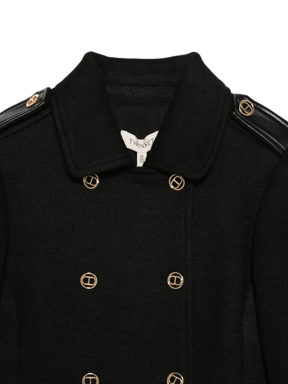 TWINSET Kids Jas met dubbele rij knopen en epauletten Zwart