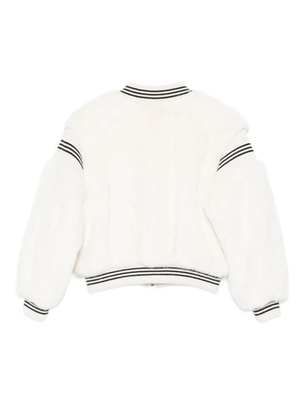 TWINSET Kids puff-sleeve striped-cuff coat | Girls Faux Fur Jackets | Image 2