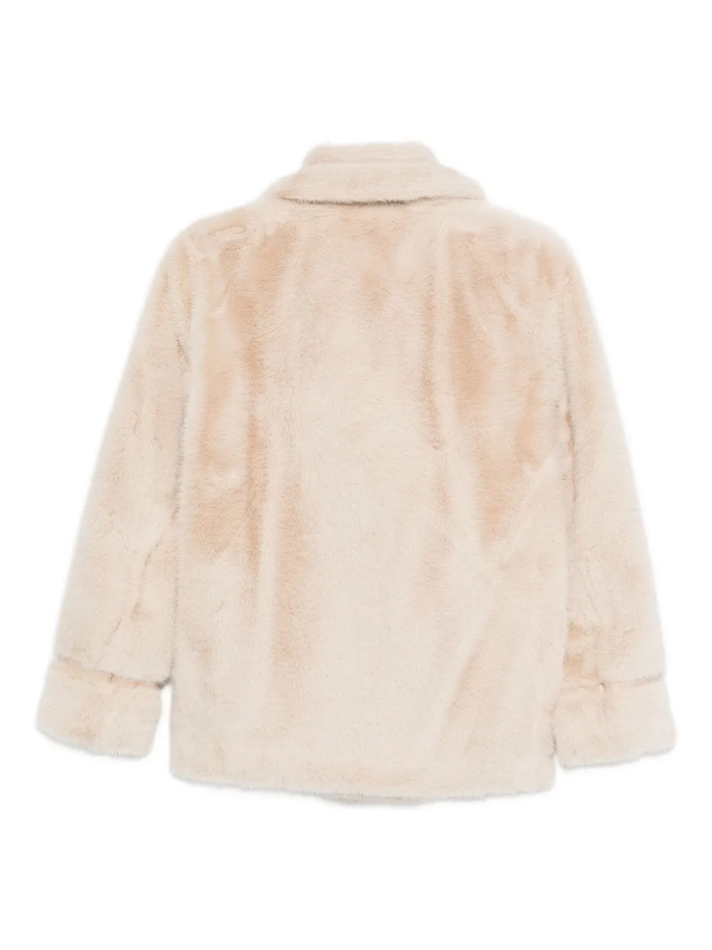 Twinset Double-breasted Plush Coat With Wide Lapels In Neutral