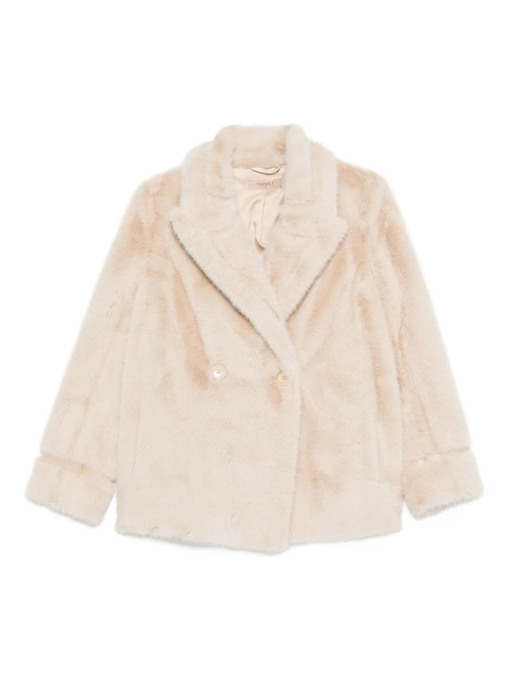 TWINSET double-breasted faux fur coat | Neutrals | Image 1