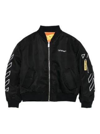 Off-White Kids arrow-sleeve Bomber Jacket | Black | FARFETCH
