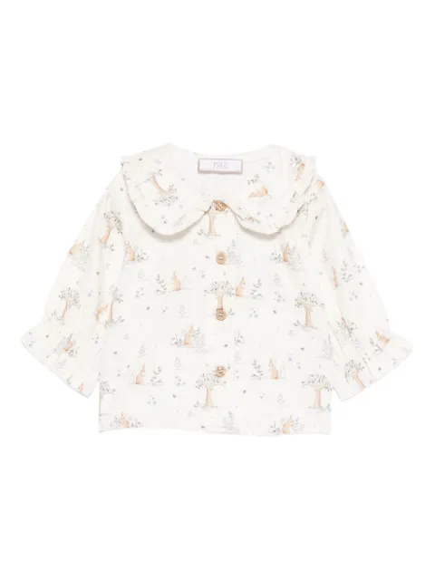 Paz Rodriguez rabbit-print ruffled blouse