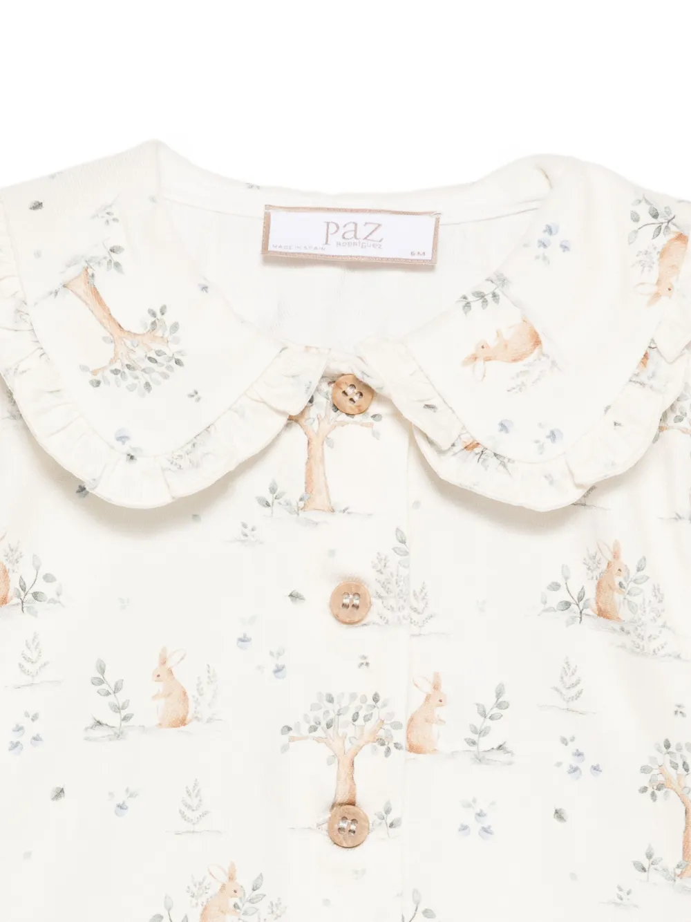 Rabbit-Print Ruffled Blouse