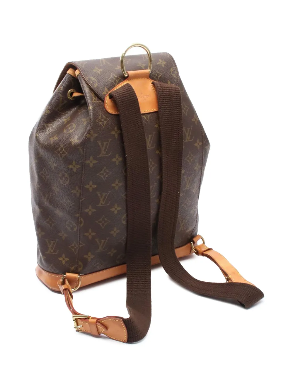 Pre-owned Louis Vuitton 1996 Monogram Montsouris Gm Backpack In Brown