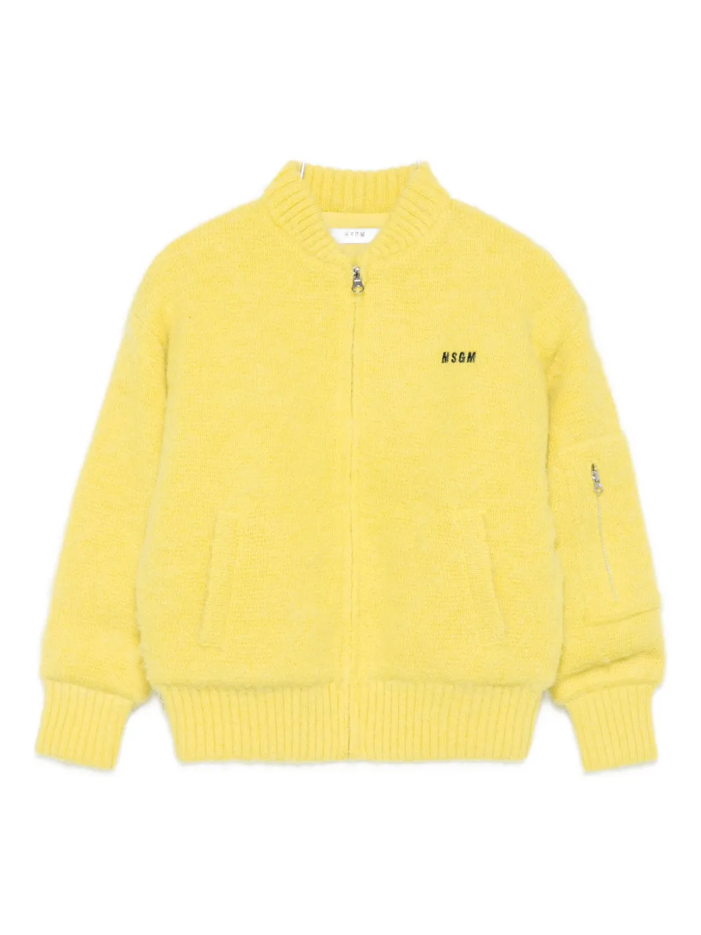 MSGM Kids logo-embroidered zip-up jacket | Yellow | Image 1