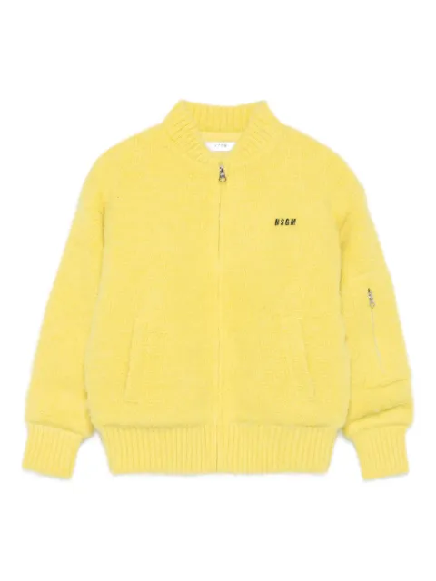MSGM Kids logo-embroidered zip-up jacket