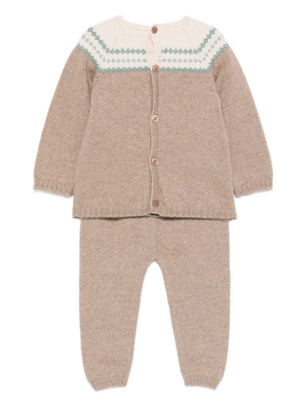 Paz Rodriguez Fair-isle Rabbit Knitted Set In Brown