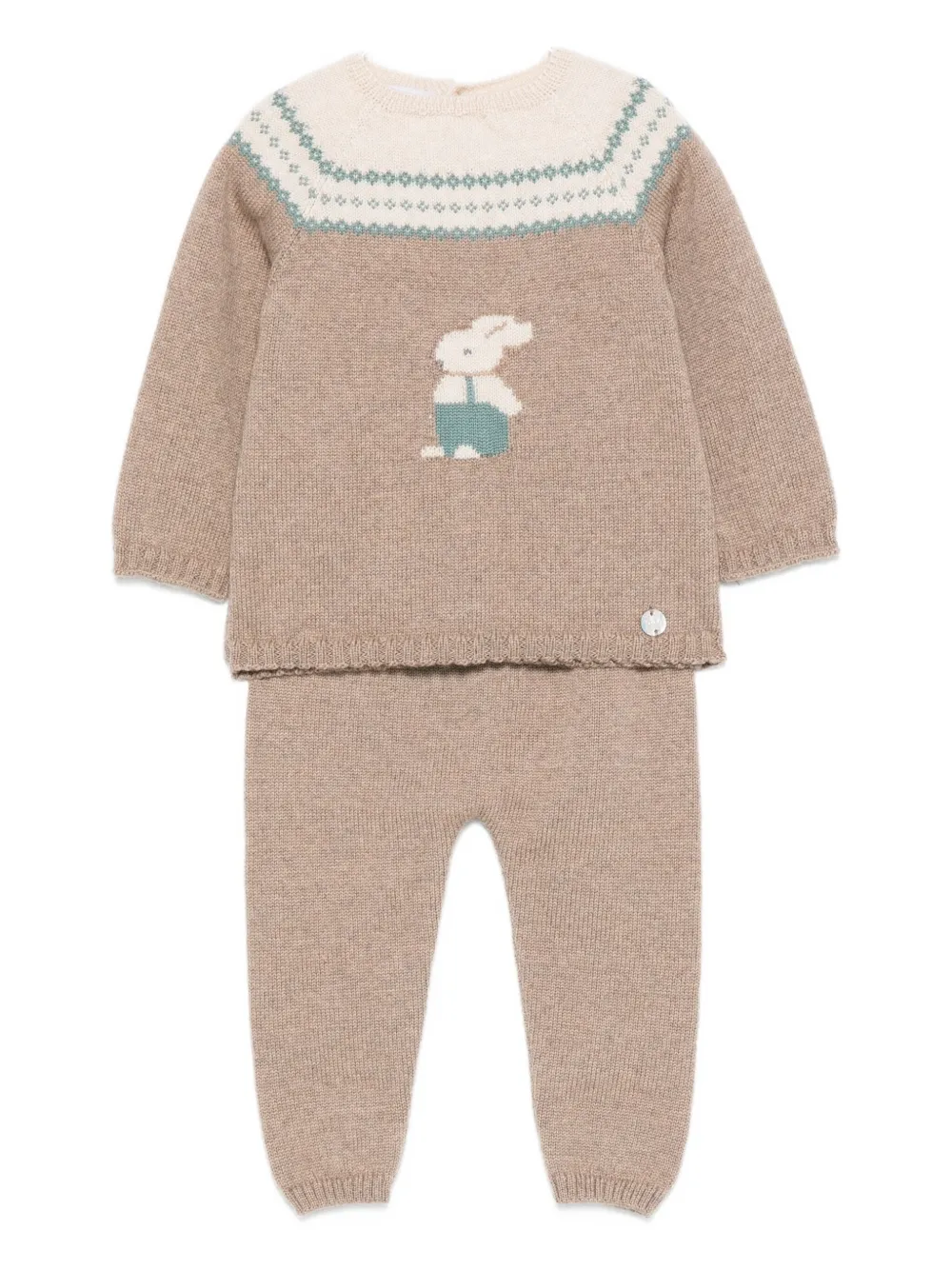 Paz Rodriguez Fair-isle Rabbit Knitted Set In Brown
