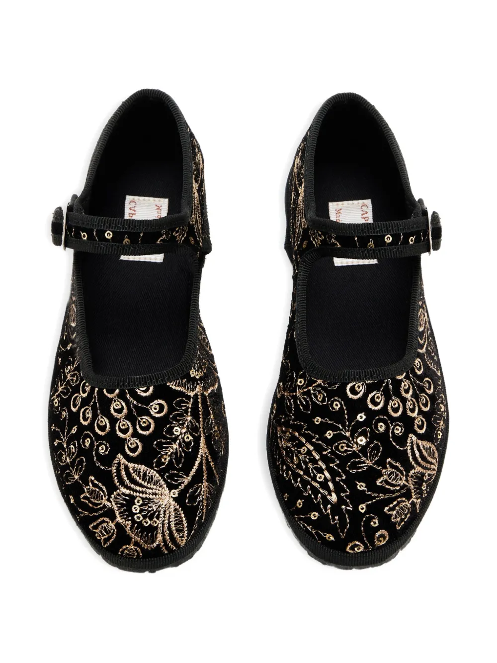 Capulette Floral-embroidered Ballet Flats In Black