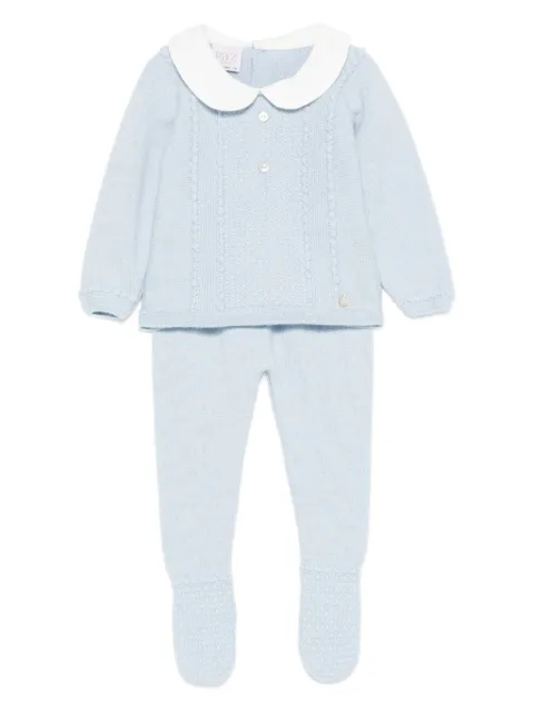Paz Rodriguez cable-knit Peter Pan collar babygrow