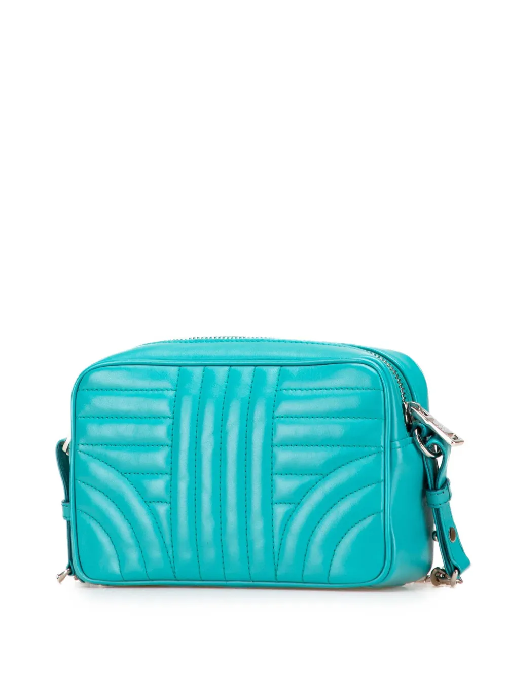 Pre-owned Prada 2000-2025 Soft Calf Diagramme Camera Bag Crossbody Bag In Blue