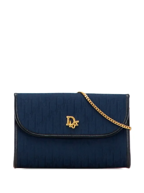 Christian Dior Pre-Owned 20th Century Diorissimo Trotter Canvas Chain  Crossbody Bag Blue FARFETCH IN