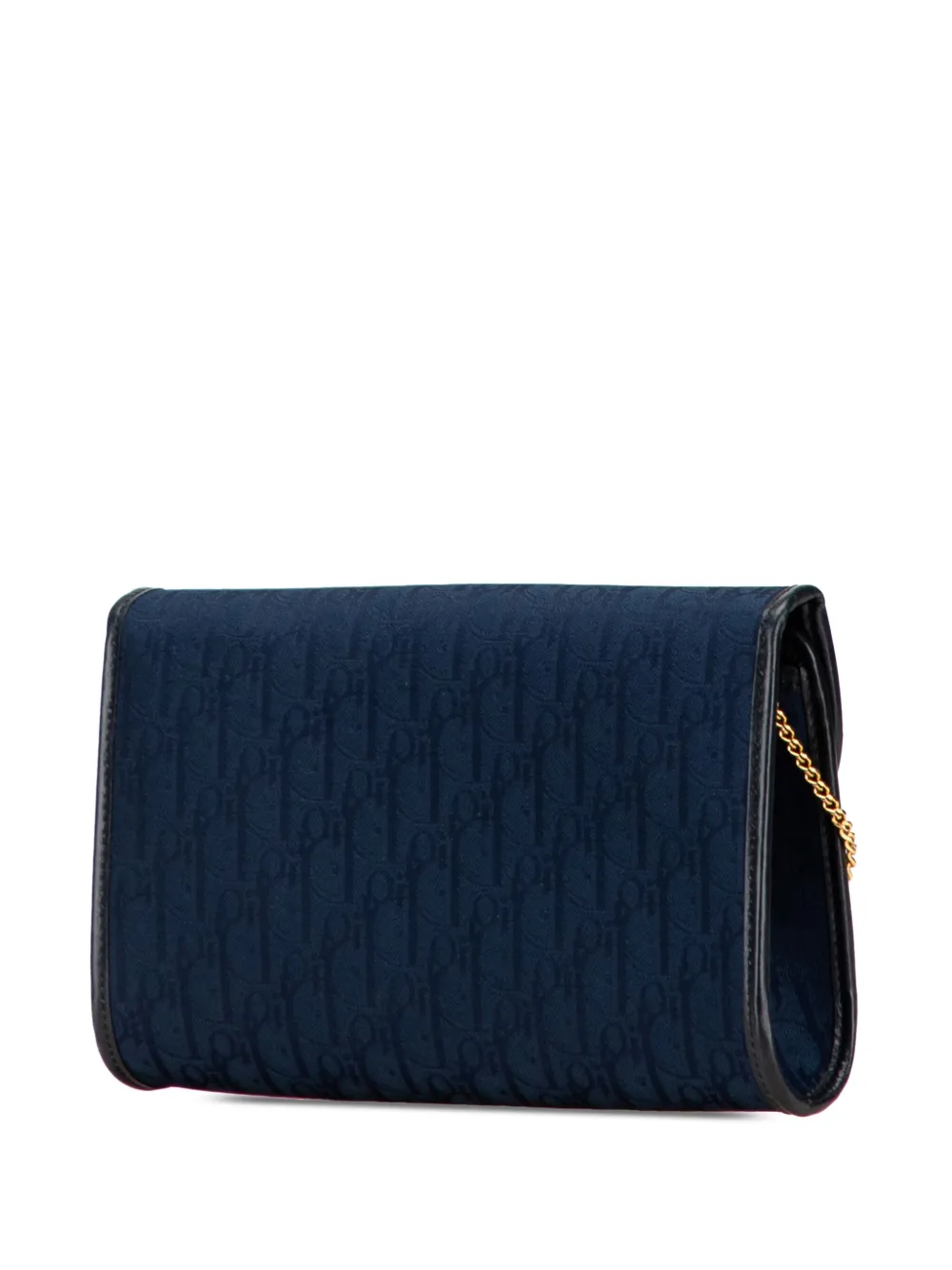 Pre-owned Dior 20th Century Issimo Trotter Canvas Chain Crossbody Bag In Blue